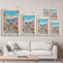 Bursa Turkey Travel Poster Framed Canvas Print, Midcentury Modern Art, Pop Art Wall Decor, Scenic Wall Art, Living Room Art
