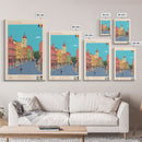 Constanta Romania Travel Poster Framed Canvas Print, Midcentury Modern Art, Pop Art Wall Decor, Home Decor, Vacation Gift, Living Room Art