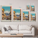 Erzurum Turkey Travel Poster Framed Canvas Print, Midcentury Modern Art, Pop Art Wall Decor, Scenic Wall Art, Living Room Decoration, Office Art
