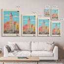 Essen Germany Travel Poster Framed Canvas Print, Midcentury Modern Art, Pop Art Wall Decor, Home Decor, Vacation Gift, Office Art