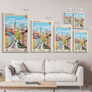 Jönköping Sweden Travel Poster Framed Canvas Print, Midcentury Modern Art, Pop Art Wall Decor, Home Decor, Vacation Gift, Office Art