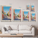 Kalamaria Greece Travel Poster Framed Canvas Print, Midcentury Modern Art, Pop Art Wall Decor, Scenic Wall Art, Living Room Decoration, Office Art