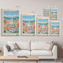 Kamianske Ukraine Travel Poster Framed Canvas Print, Midcentury Modern Art, Pop Art Wall Decor, Scenic Wall Art, Living Room Decoration, Office Art