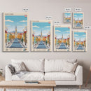 Kaposvár Hungary Travel Poster Framed Canvas Print, Midcentury Modern Art, Pop Art Wall Decor, Scenic Bedroom Art, Office Decoration