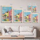 Kilkenny Ireland Travel Poster Framed Canvas Print, Midcentury Modern Art, Pop Art Wall Decor, Scenic Bedroom Art, Office Decoration