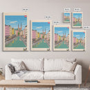 Linz Austria Travel Poster Framed Canvas Print, Wall Decor, Midcentury Modern Art, Pop Art, Scenic Art for Bedroom and Living Room