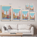 London United Kingdom Travel Poster Framed Canvas Print, Wall Decor, Midcentury Modern Art, Pop Art, Scenic Art for Office and Home