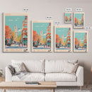 Luton United Kingdom Travel Poster Framed Canvas Print, Wall Decor, Midcentury Modern Art, Pop Art, Scenic Art for Living Room and Office
