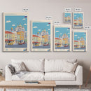Makhachkala Russia Travel Poster Framed Canvas Print, Midcentury Modern Art, Pop Art Wall Decor, Scenic Wall Art, Living Room Decoration, Office Art