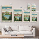 Naberezhnye Chelny Russia Travel Poster Framed Canvas Print, Midcentury Modern Art, Pop Art Wall Decor, Scenic Wall Art, Living Room Decoration, Office Art