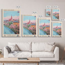 Nizhny Novgorod Russia Travel Poster Framed Canvas Print, Midcentury Modern Art, Pop Art Wall Decor, Scenic Bedroom Art, Office Decoration