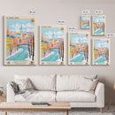 Norrköping Sweden Travel Poster Framed Canvas Print, Midcentury Modern Art, Pop Art Wall Decor, Home Decor, Vacation Gift, Office Art