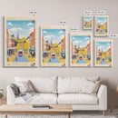Norwich United Kingdom Travel Poster Framed Canvas Print, Midcentury Modern Art, Pop Art Wall Decor, Scenic Wall Art, Living Room Decoration, Office Art