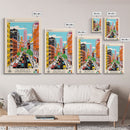 Oslo Norway Travel Poster Framed Canvas Print, Midcentury Modern Art, Pop Art Wall Decor, Scenic Living Room Art, Bedroom Gift