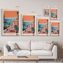 Palermo Italy Travel Poster Framed Canvas Print, Midcentury Modern Art, Pop Art Wall Decor, Scenic Living Room Art, Bedroom Decor