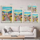 Prijedor Bosnia and Herzegovina Travel Poster Framed Canvas Print, Midcentury Modern Art, Pop Art Wall Decor, Home Decor, Vacation Gift, Bedroom Art