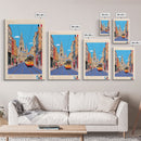 Reims France Travel Poster Framed Canvas Print, Midcentury Modern Art, Pop Art Wall Decor, Home Decor, Vacation Gift, Bedroom Art