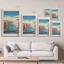 Reykjavik Iceland Travel Poster Framed Canvas Print, Midcentury Modern Art, Pop Art Wall Decor, Scenic Wall Art, Bedroom Decoration
