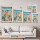 Setúbal Portugal Travel Poster Framed Canvas Print, Midcentury Modern Art, Pop Art Wall Decor, Scenic Wall Art, Office Decoration