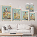 Timișoara Romania Travel Poster Framed Canvas Print, Midcentury Modern Art, Pop Art Wall Decor, Living Room Art, Home Decoration