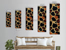 Textured Leopard Print with Red Accents - Framed Canvas Print, Midcentury Modern Wall Art, Skinny Art, Tall Art, Living Room Decor