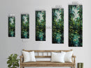 Tropical Island Paradise Scene With Mountain Reflections Skinny Art Framed Canvas Print For Living Room Or Bedroom Wall Art