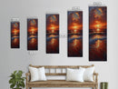 Reflective Lake Sunset Peaceful Nature Scene Farmhouse Bedroom Art Framed Canvas Print Tall Art Japanese Style Art