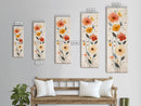 Delicate Poppy Flowers Skinny Art Tall Art Japanese Ukiyo-e Inspired Floral Print Framed Canvas Wall Art