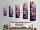 Ethereal Autumn Ginkgo Leaves Skinny Art Tall Art Japanese Ukiyo-e Inspired Botanical Framed Canvas Print