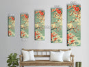 Plum Blossoms, Turquoise Sky, Japanese Art, Skinny Art, Tall Art, Framed Canvas Print, Ukiyo-e Style