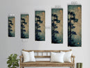 Pine Tree, Moonlit Sky, Japanese Art, Skinny Art, Tall Art, Framed Canvas Print, Ukiyo-e Style