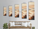 Skinny Art Tall Art Framed Canvas Print Layers Of Misty Mountains In Soft Warm Hues Ukiyo-e Japanese Style Art Wood Block Print