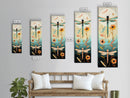 Dragonfly Gathering Night Glow Vibrant Colors Skinny Art Tall Art Framed Canvas Print Japanese Style Art Ukiyo-e Art Wood Block Print Insect Art