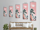 Ethereal Reeds In Windy Meadow Blush Tones Skinny Art Tall Art Framed Canvas Print Japanese Style Art Ukiyo-e Art Wood Block Print Nature