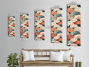 Pattern Of Overlapping Japanese Fans On Beige Background Tall Art Skinny Art Framed Canvas Print Japanese Style Art Ukiyo-e Wood Block Print