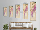 Hanging Wisteria Flowers In Purple Tones Japanese Style Framed Canvas Print, Wall Art Ready To Hang For Living Spaces