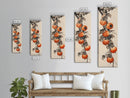 Bountiful Persimmons On Tree Branch Skinny Art Tall Art Framed Canvas Print Japanese Style Art Ukiyo-e Art Wood Block Print Seasonal Natural