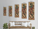 Vintage Canvas Print With Vibrant Octopus Design Ukiyo-e Wall Art Wood Block Print Tall Art Japanese Style Skinny Art