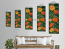 Delicate Pastel Flowers on Tall Stems Framed Canvas Print - Japanese Art Skinny Wall Décor
