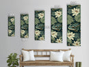 Elegant Japanese Peacock with Blossoms Tall Skinny Framed Canvas Print - Ukiyo-e Art Wall Décor