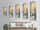 Orange Marigold Blossoms in Japanese Style Tall Skinny Framed Canvas Print - Ukiyo-e Wall Art