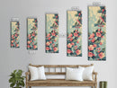 Japanese Style Frogs and Lotus Flowers Framed Canvas Print - Tall Skinny Ukiyo-e Wall Art
