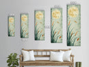 Serene Swans and Cherry Blossoms in Japanese Art Tall Skinny Framed Canvas Print - Wall Décor