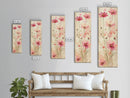 Delicate Pink Flowers with Tall Stems on a Subtle Beige Background Ukiyo-e Art Japanese Framed Canvas Print Skinny Tall Art