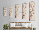 Minimalist Japanese Tree Branch With Red Berries, Ukiyo-e Woodblock Style Canvas, Framed Canvas Print, Japanese Tall Skinny Wall Art, Ready To Hang