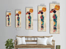 Ukiyo-e Art, Skinny Art, Tall Art, Japanese Style Art, Geisha With Umbrella Wood Block Print Framed Canvas Print