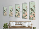 Japanese Style Art, Skinny Art, Tall Art, Birds And Chrysanthemums Wood Block Print Framed Canvas Print Ukiyo-e Art