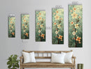 Japanese Style Art Featuring A Delicate Branch With Blooming Flowers, Skinny Art, Tall Art, Ukiyo-e Art, Framed Canvas Print, Wood Block Print