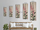 Skinny Art Tall Art Foxglove Flowers Wood Block Print Japanese Style Art Vertical Composition Framed Canvas Print