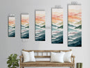 Rolling Hills And Layered Mountains In Soft Pastel Hues Ukiyo-e Wood Block Print Skinny Art Framed Canvas Print